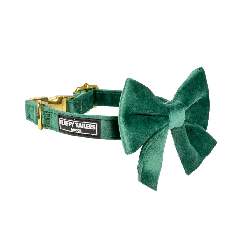 Emerald Green Collection - Dog Harness, Collar, Bow Tie, Lead and Poop Bag Holder by Fluffy Tailers-5