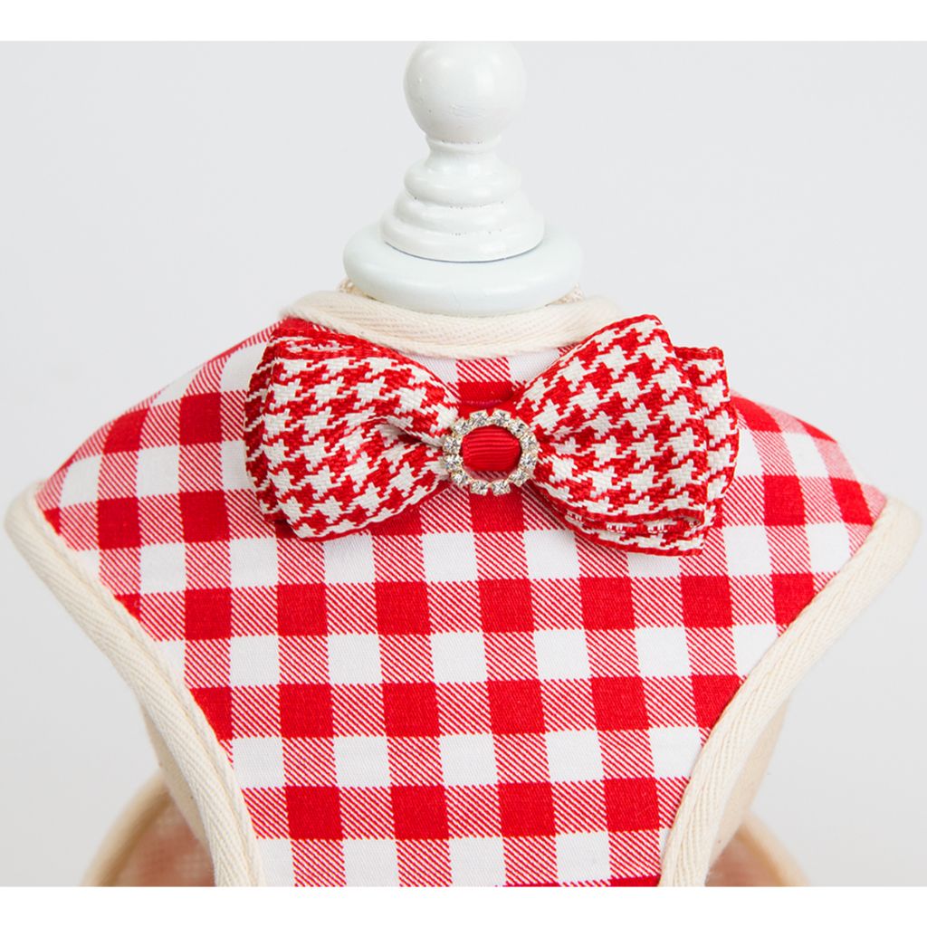 Blue Bow Dog Harness (With Leash)-3