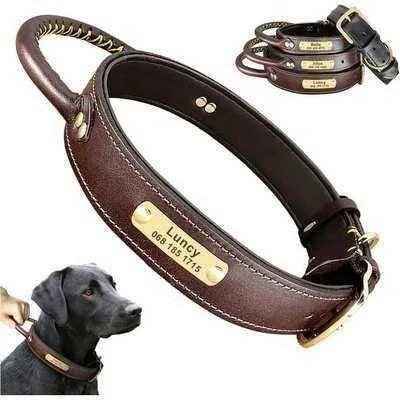Personalised Leather Dog Collar Set with ID Tag-0